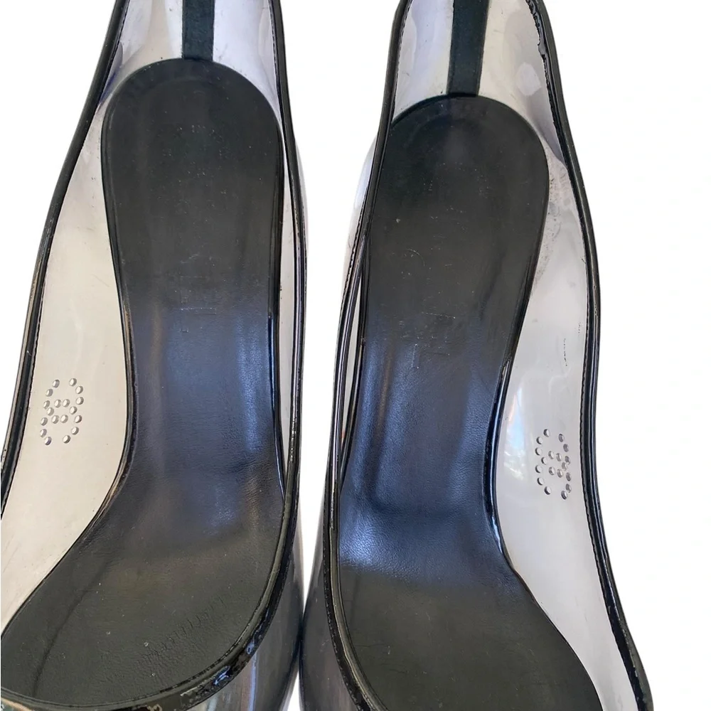 CHANEL Black Patent Leather & Clear PVC Cap Toe Pumps – Iconic CC Logo size 39